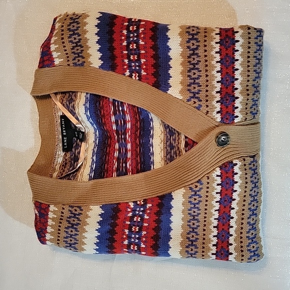 Lane Bryant Faur Isle Boho Cardigan Sweater Women's Plus Size 18/20 - Picture 8 of 10